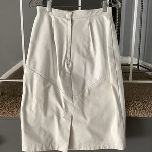 White Genuine Leather Skirt